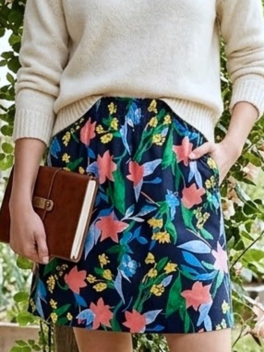 J.Crew Dark Floral Printed Linen-Cotton Women's Skirt Size 8 - New With Tags